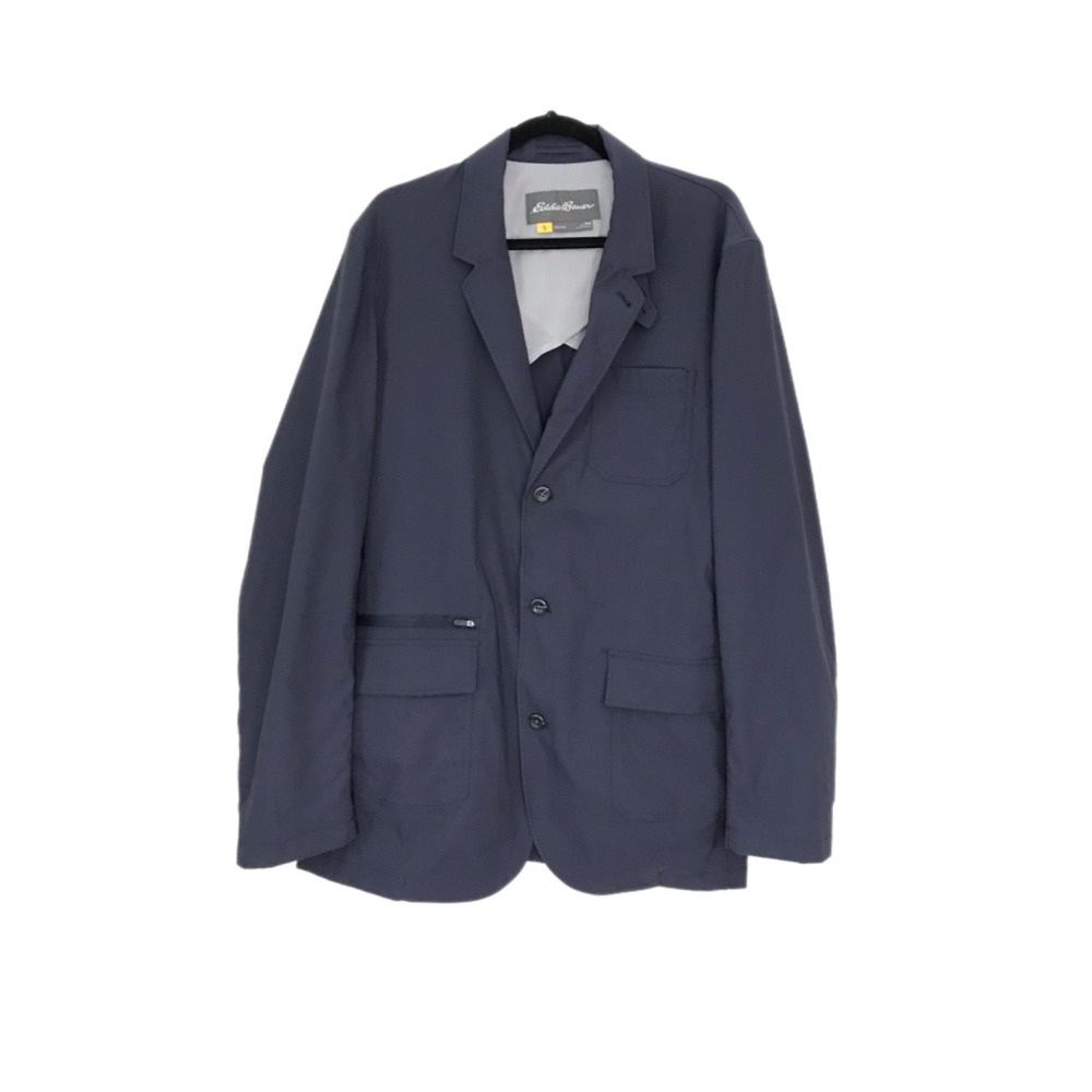 Eddie Bauer Men's Travex Voyager 3 Button Navy Blazer Performance Nylon Size T44
